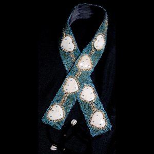 Beaded Wrap Belt Thousands of Turquoise Beads Heart Motif